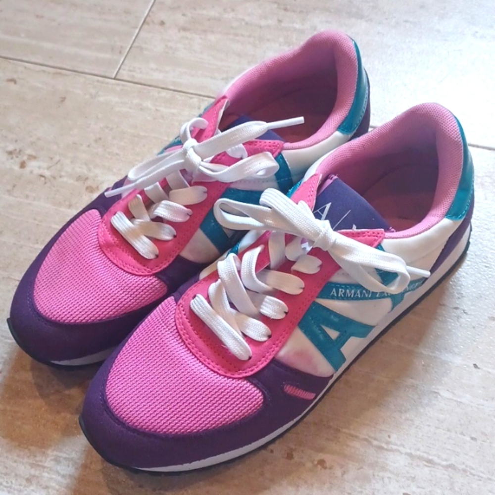 Armani Exchange Purple/Pink Sneakers - Picture 1 of 14